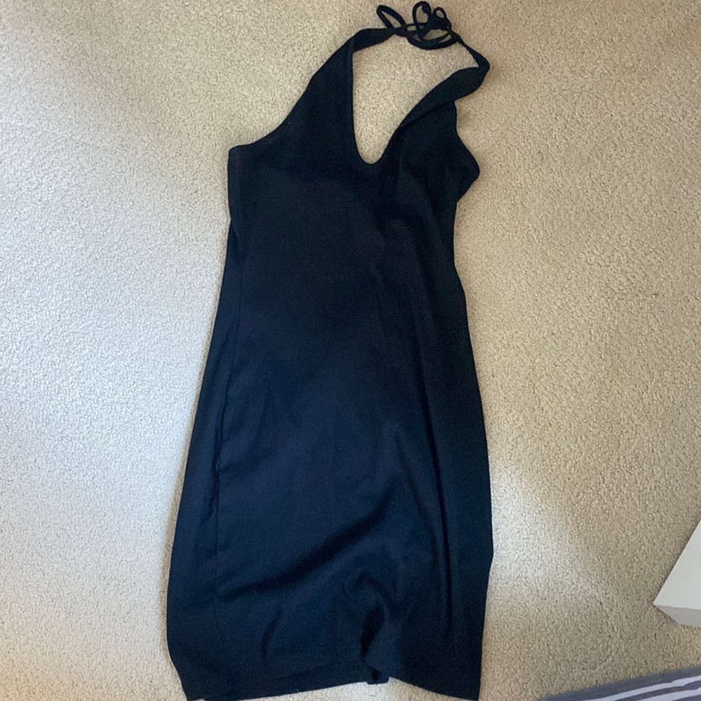 Black mini halter dress